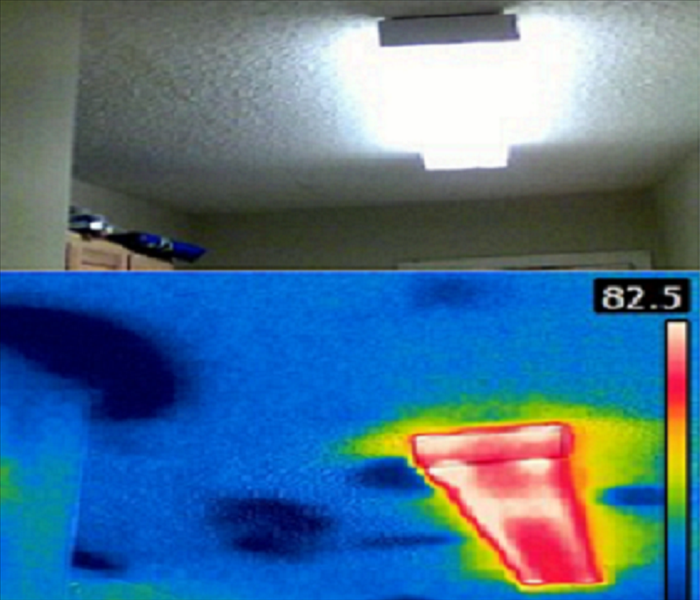 Comparison image of ceiling with thermal imaging
