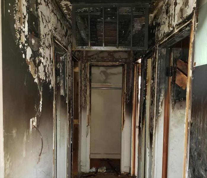 Interior of home damaged by fire